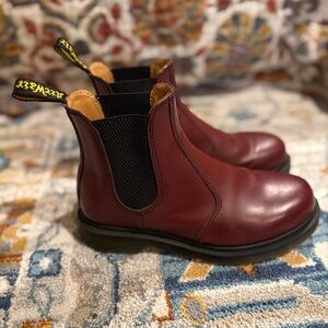 Dr. Marten Leather Chelsea Boots Cherry Red Size 7